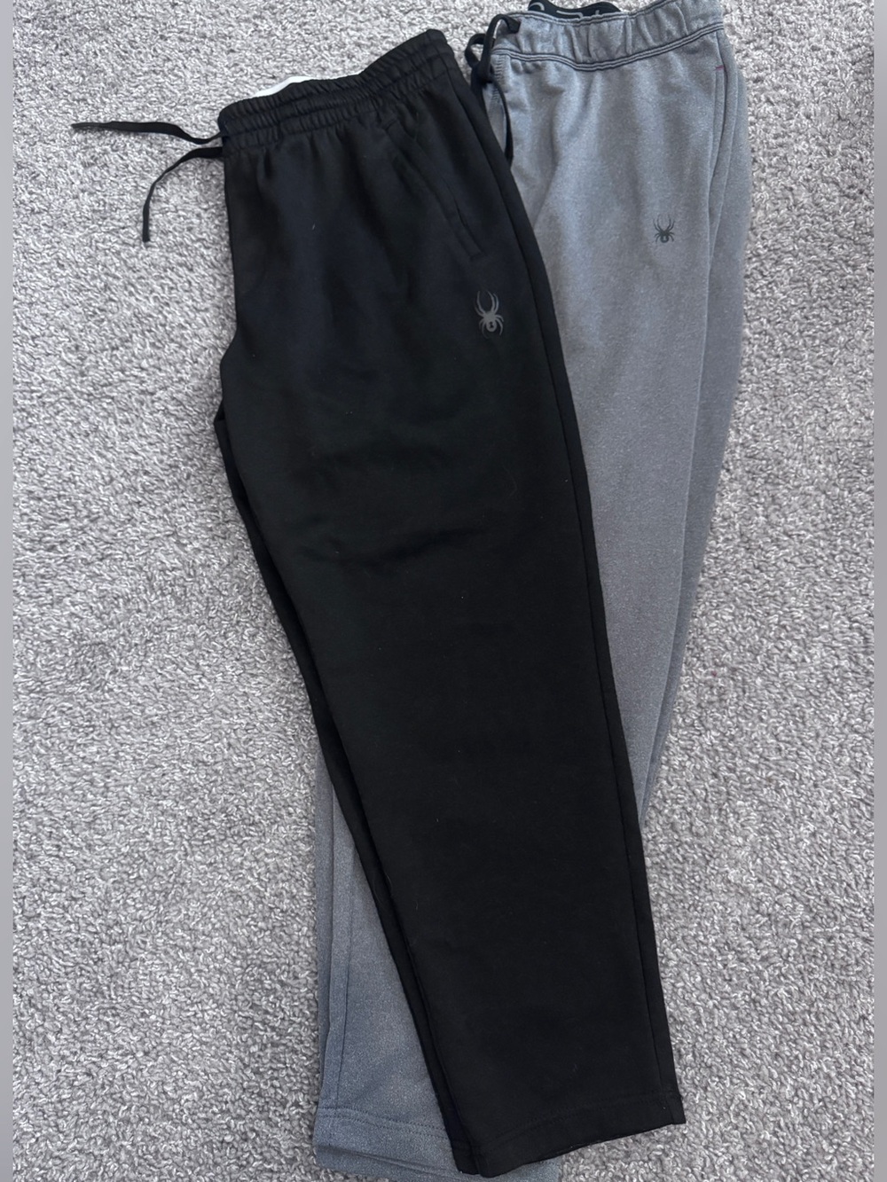 (2)-Spyder Black and Gray Active Joggers Sweatpants-Large